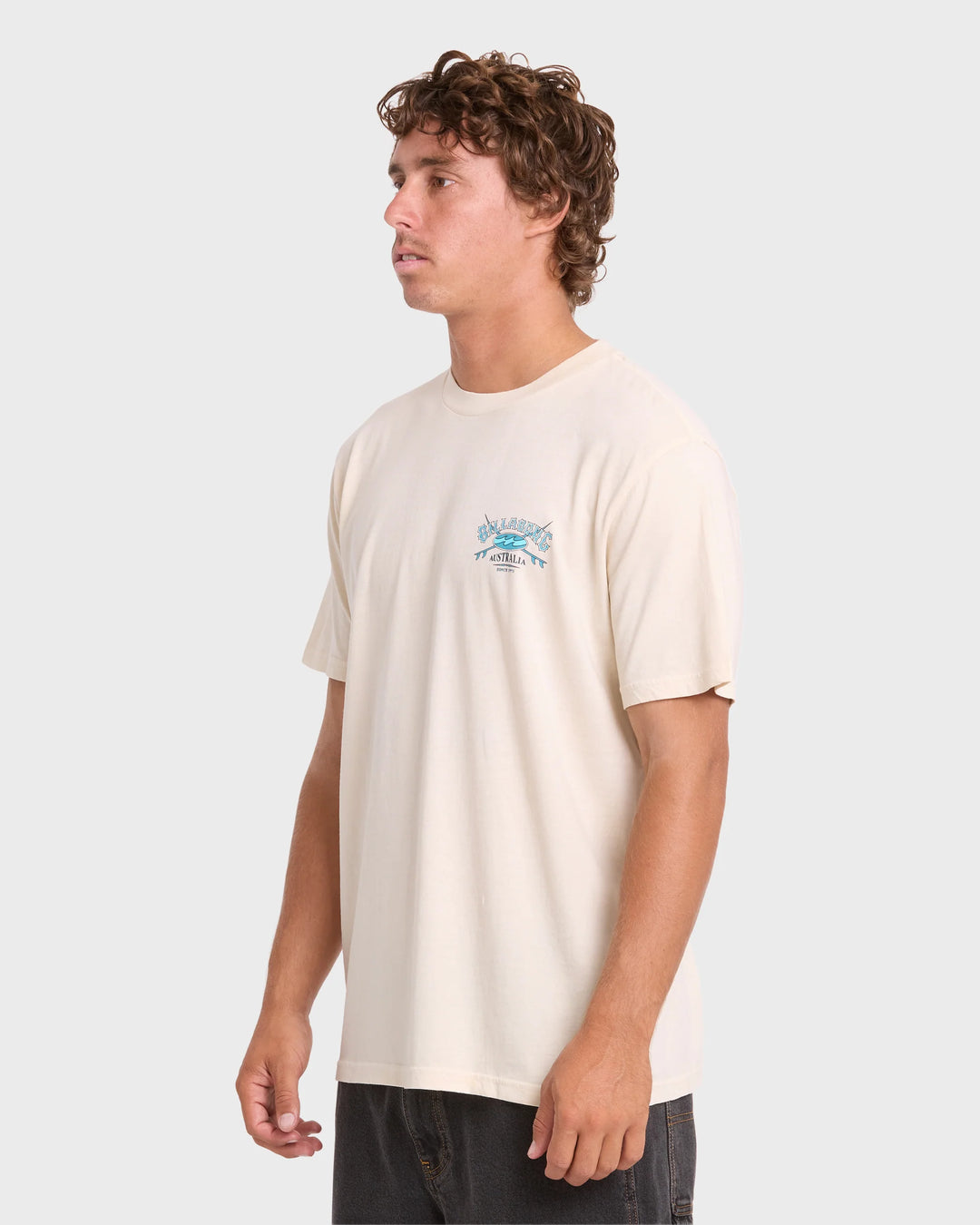 Billabong Men's Heritage Arch Wave Washed Premium Short Sleeve Cotton T-Shirt - Oatmeal - Sun Diego Boardshop