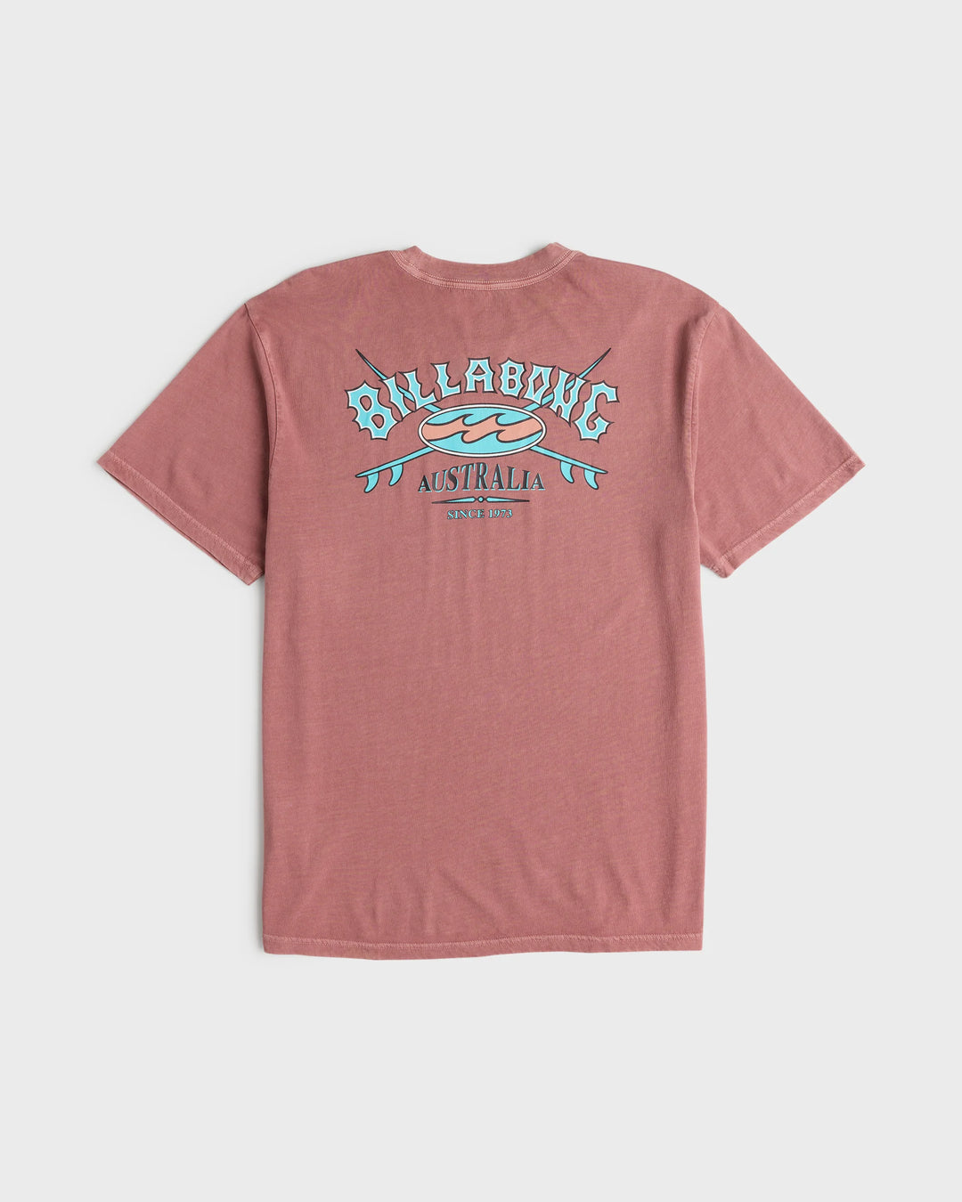 Billabong Men's Heritage Arch Wave Washed Premium Short Sleeve Cotton T-Shirt - Red Dahlia - Sun Diego Boardshop