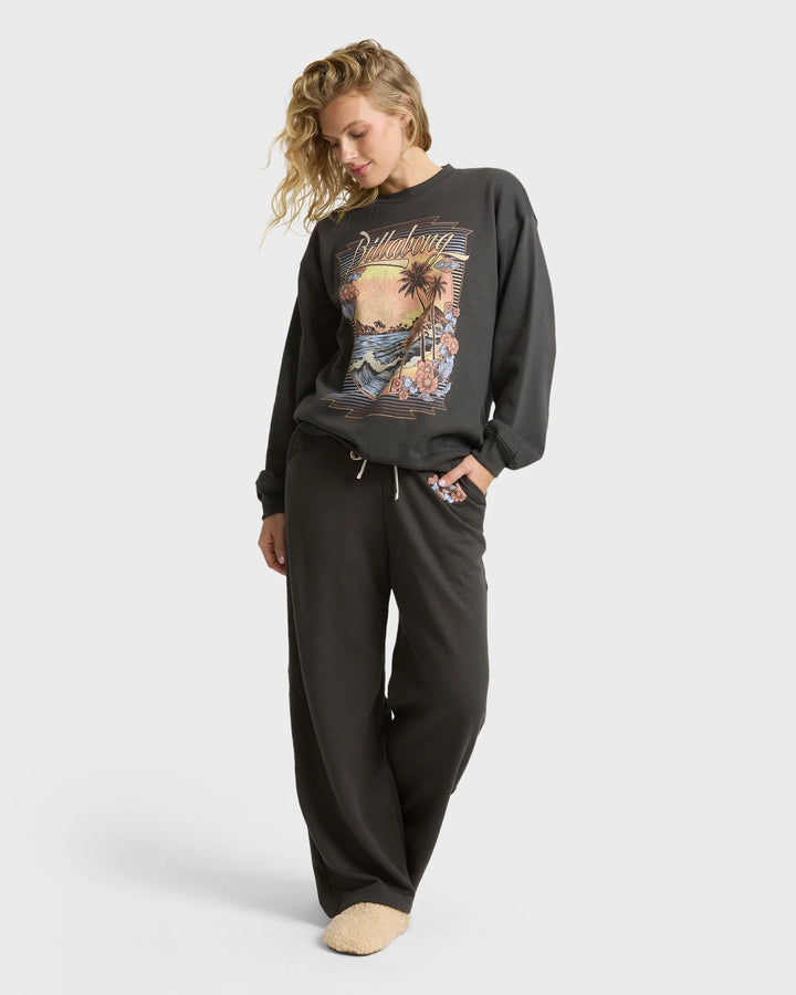 Billabong Women's What A View Crewneck Sweatshirt - Off Black - Sun Diego Boardshop
