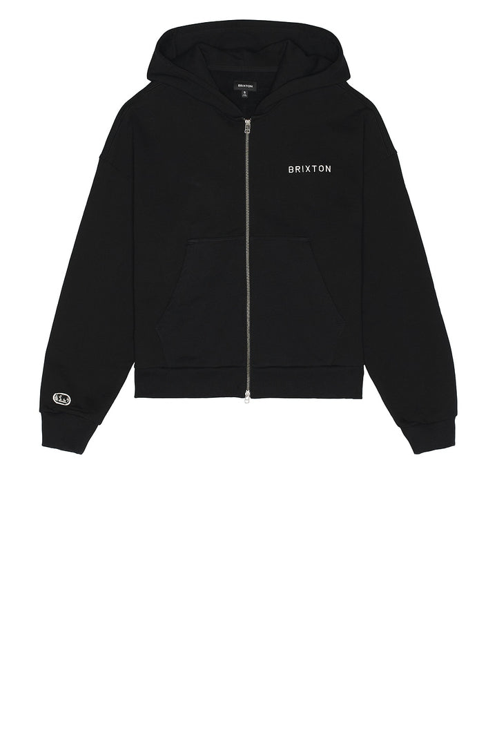 Brixton Embroidered Heavyweight Oversized Full Zip Hoodie - Black