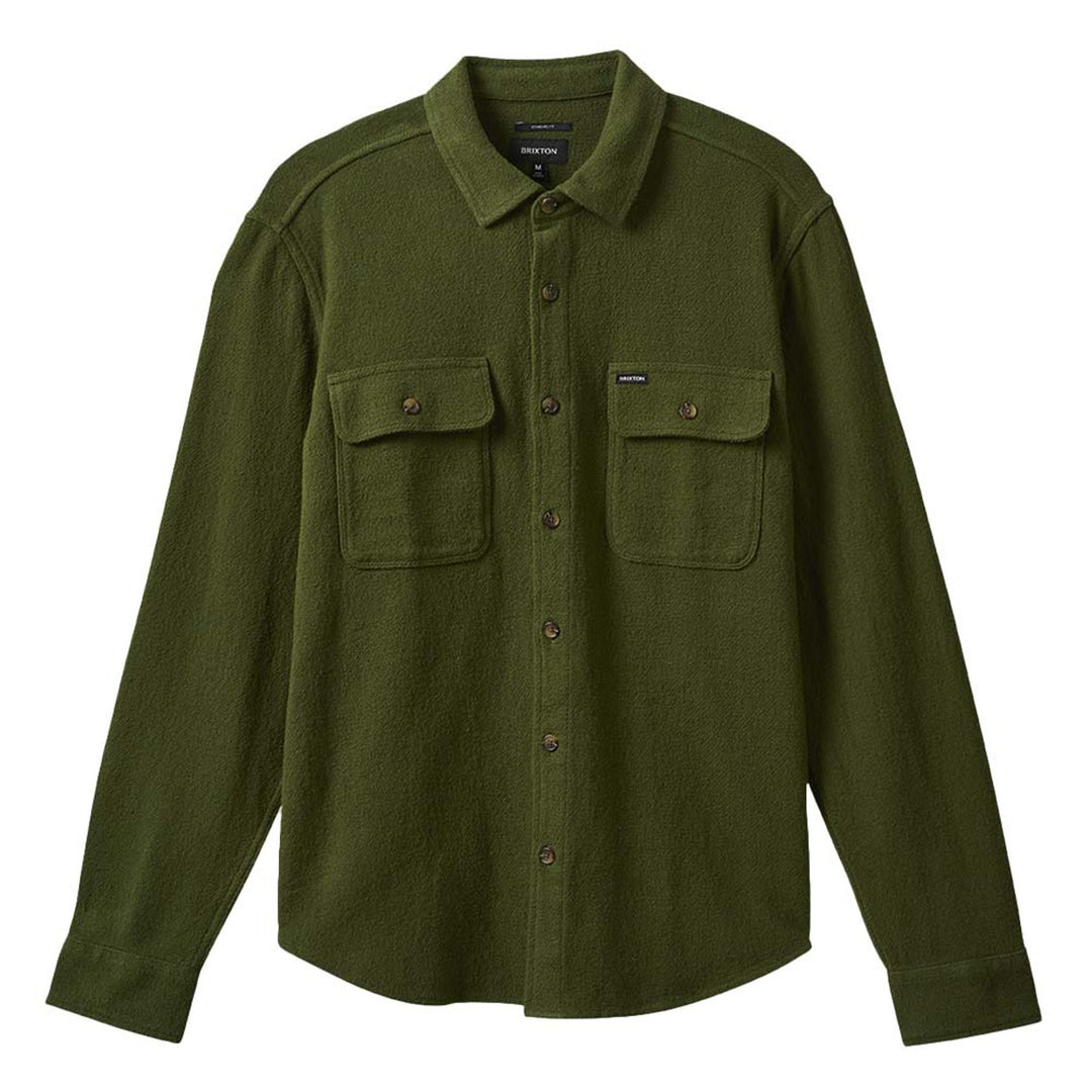 Brixton Bowery Textured Loop Twill L/S Overshirt - CYPRESS GREEN - Sun Diego Boardshop