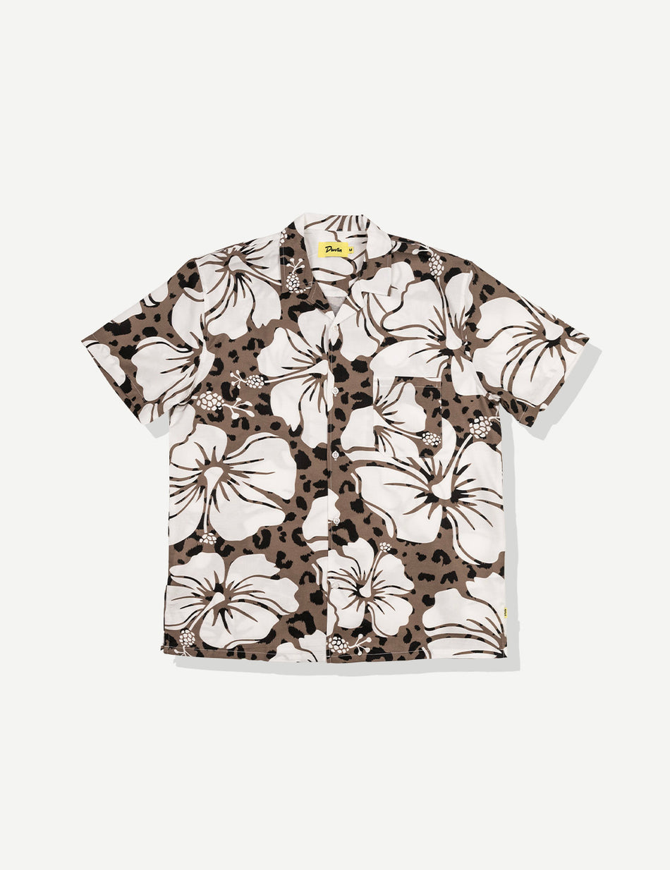 Duvin Hibiscus Leopard Buttonup - Black - Sun Diego Boardshop