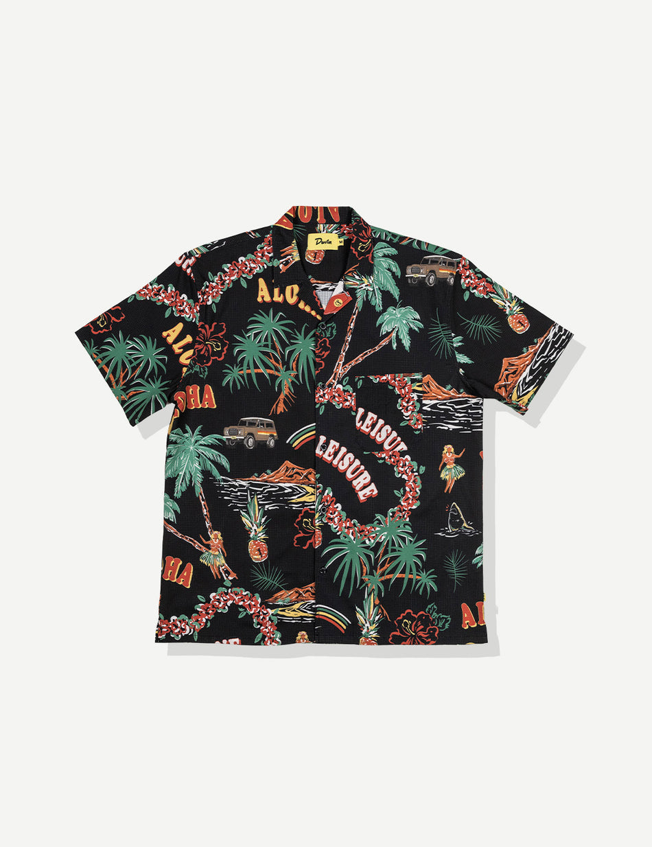 Duvin Palm Leisure Stretch Button Up - Black - Sun Diego Boardshop