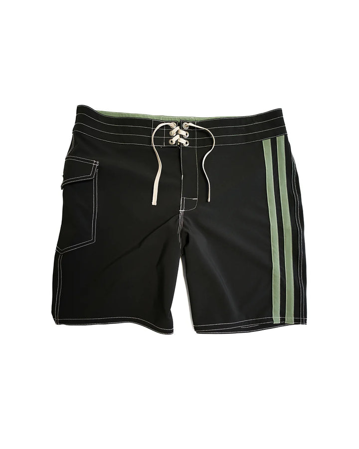 Birdwell Men's 808 Racing Stripes Boardshort - Black Olive - Sun Diego Boardshop