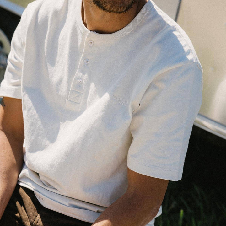 Seager Men's Brand Henley S/S - White