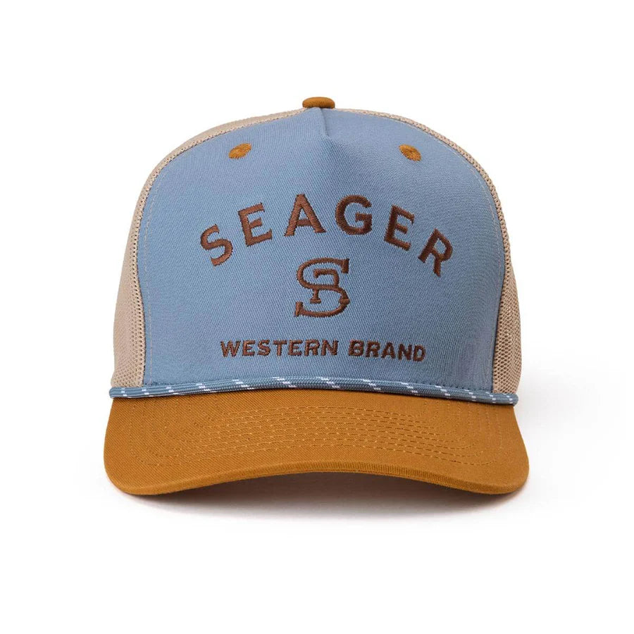 Seager Branded Trucker Snapback Hat - Blue/Tan - Sun Diego Boardshop