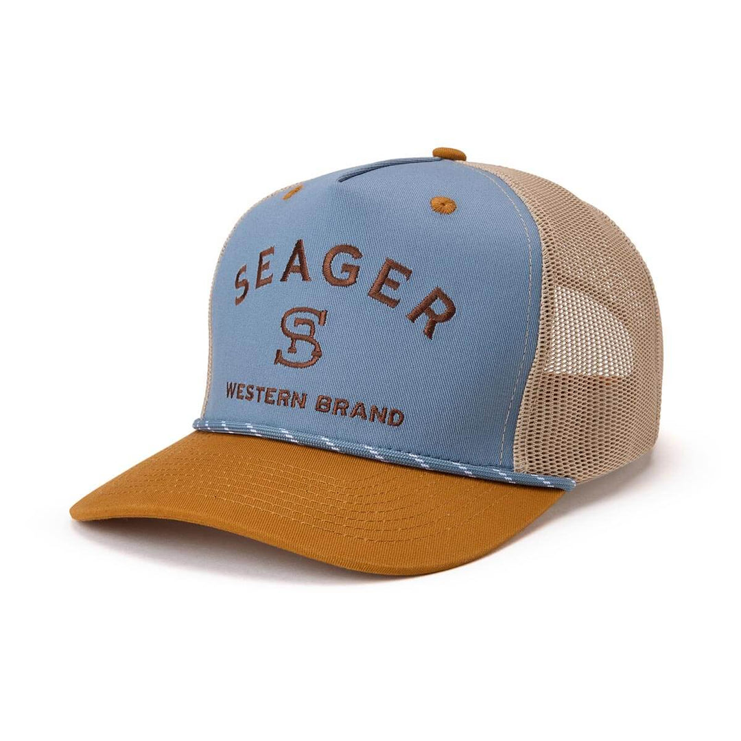 Seager Branded Trucker Snapback Hat - Blue/Tan - Sun Diego Boardshop