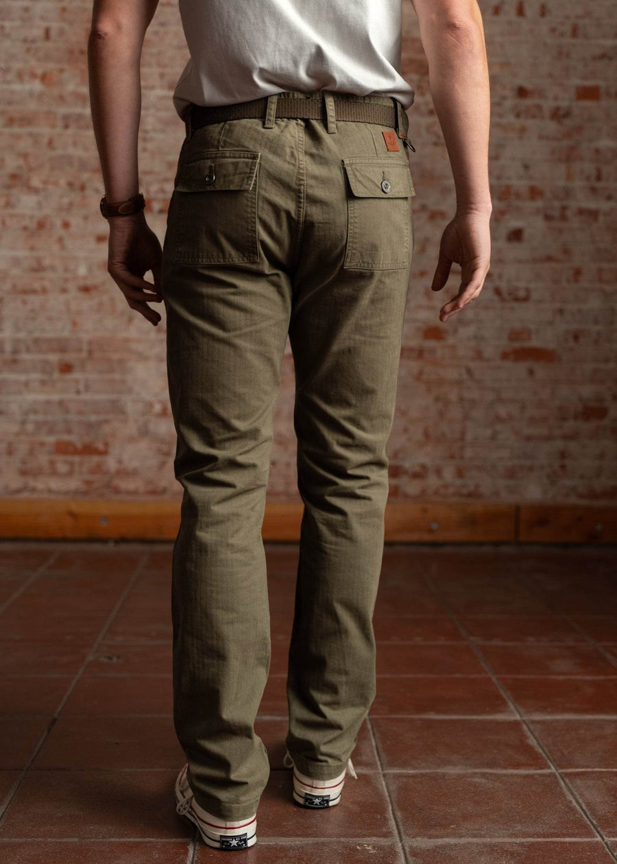 Iron & Resin Herringbone Brigade Pant - Army - Sun Diego Boardshop