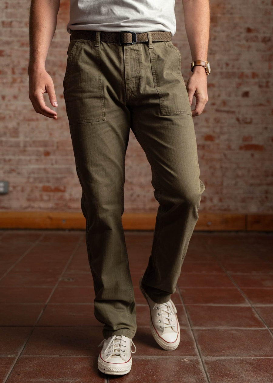 Iron & Resin Herringbone Brigade Pant - Army - Sun Diego Boardshop