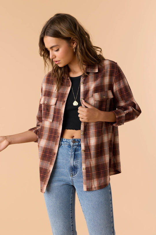 ONeill BROOKS FLANNEL OVERSIZED FIT SHIRT - SIERRA - Sun Diego Boardshop