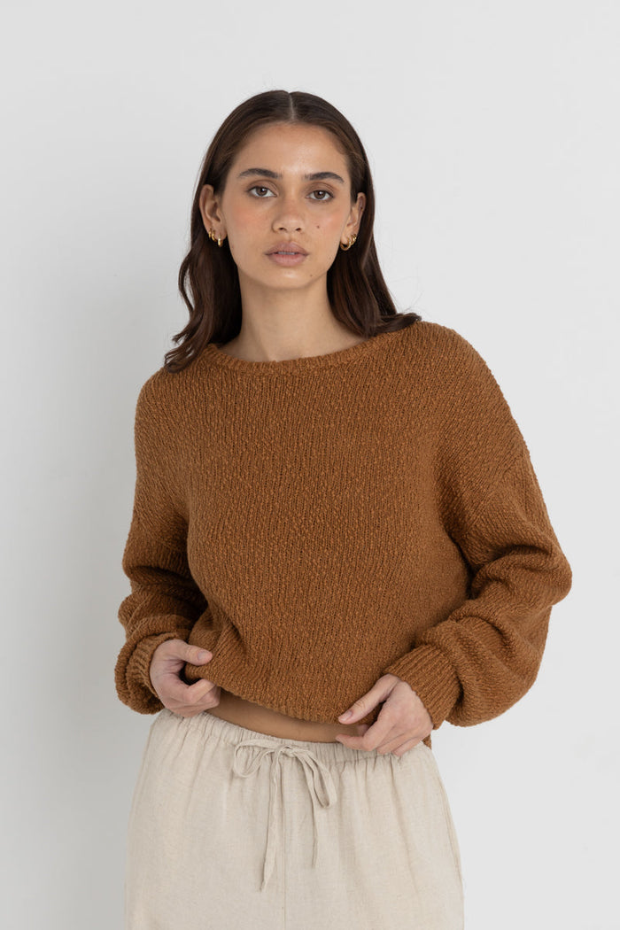 Rhythm Hailey Boucle Knit Jumper - COFFEE - Sun Diego Boardshop