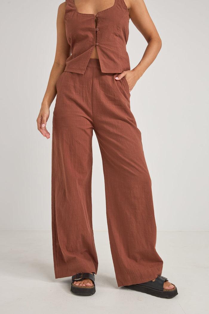 Rhythm Stevie Wide Leg Pant - COFFEE - Sun Diego Boardshop