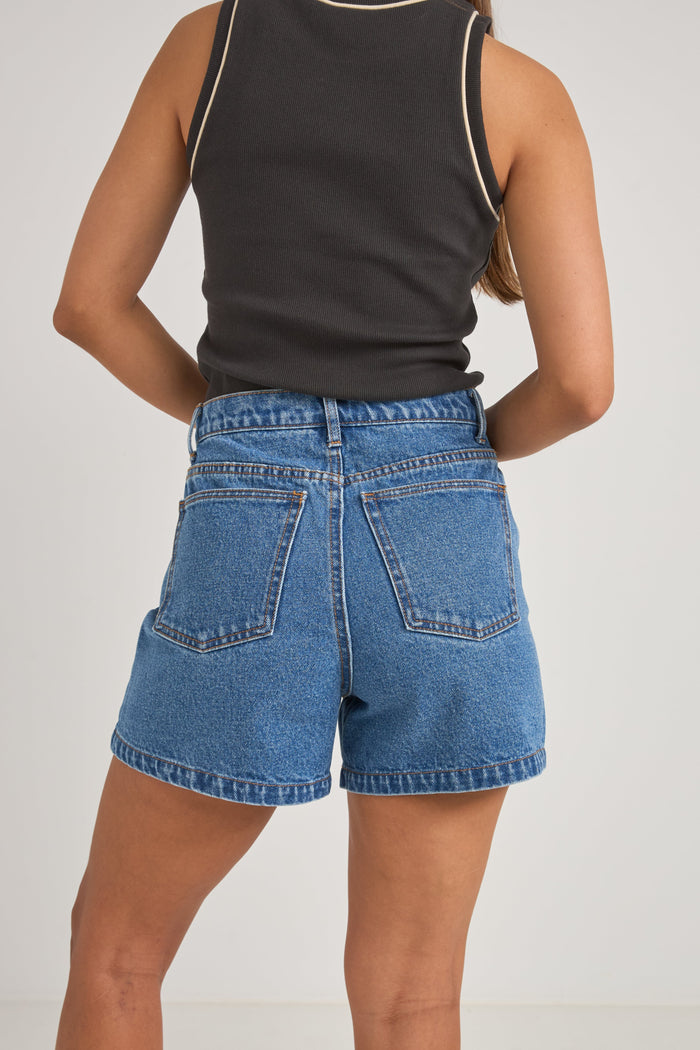 Rhythm Brisa High Waist Denim Short - SEA BLUE - Sun Diego Boardshop