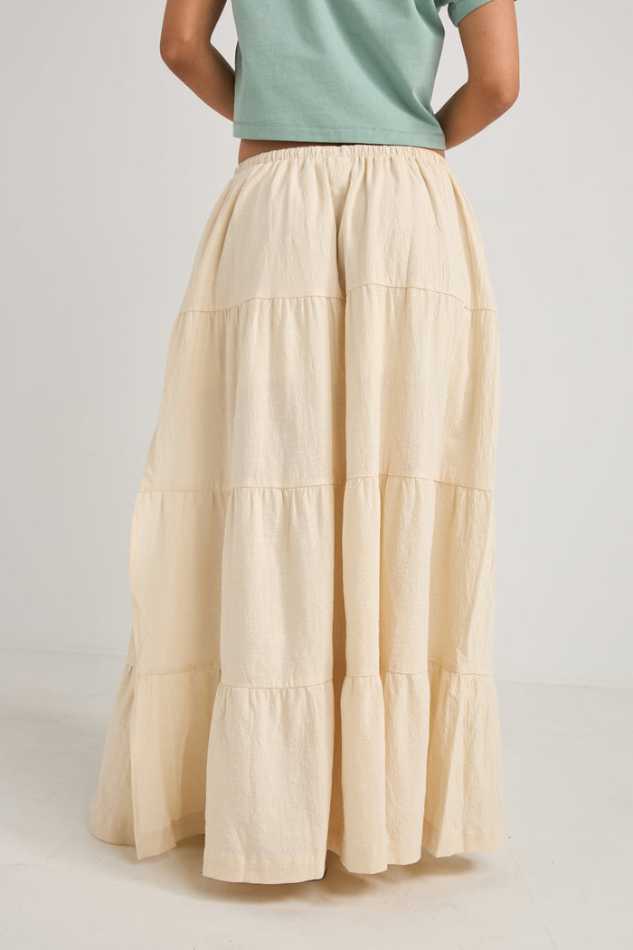 Rhythm Textured Tiered Maxi Skirt - CREAM - Sun Diego Boardshop