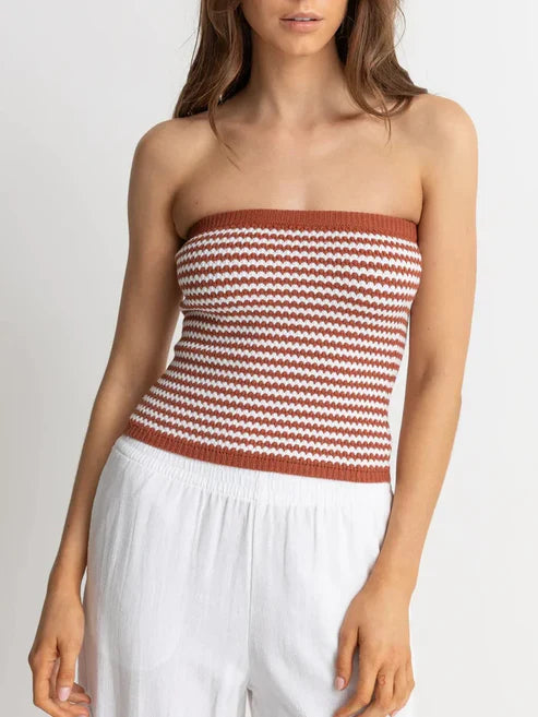 Rhythm SPIRIT STRAPLESS KNIT TOP  - SPICE - Sun Diego Boardshop