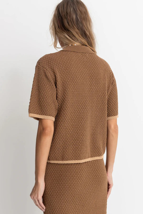 Rhythm Joni Short Sleeve Knit Shirt  - CHOCOLATE - Sun Diego Boardshop