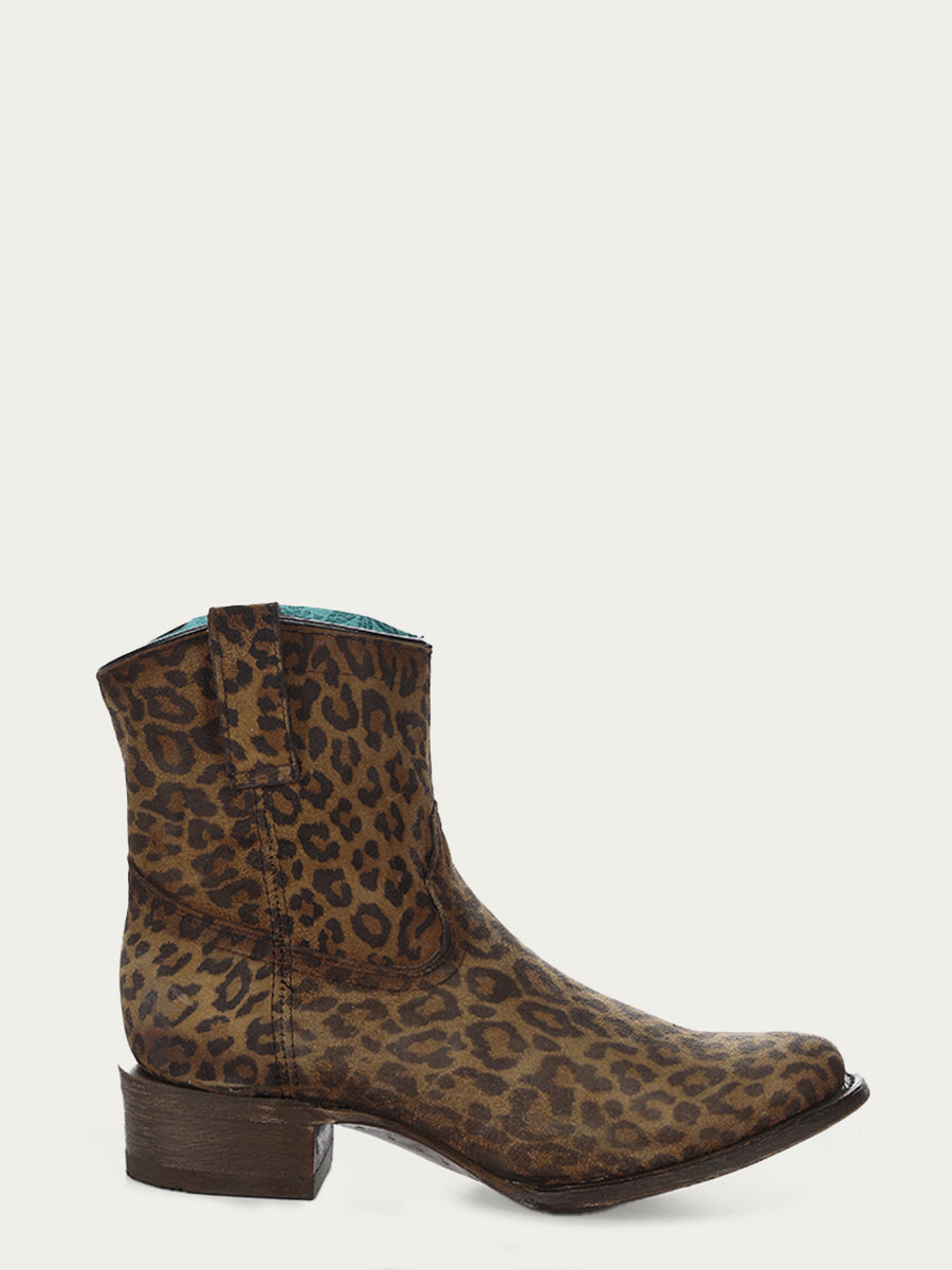 Corral Boots WOMEN'S ROUND TOE ANKLE BOOT WITH ZIPPER - LEOPARD - Sun Diego Boardshop