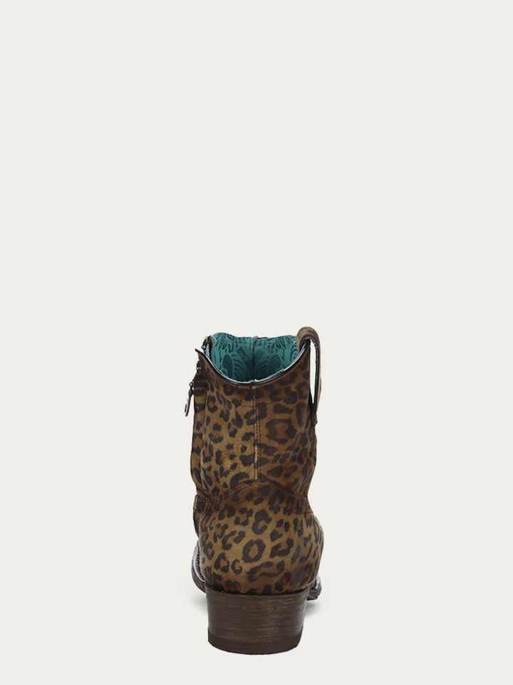 Corral Boots WOMEN'S ROUND TOE ANKLE BOOT WITH ZIPPER - LEOPARD - Sun Diego Boardshop