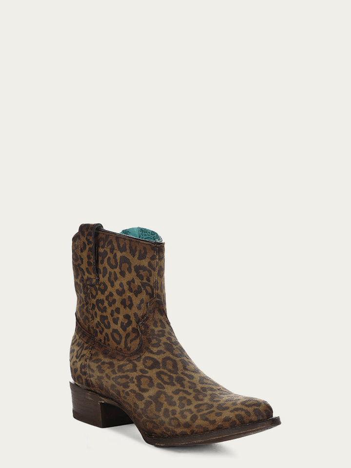 Corral Boots WOMEN'S ROUND TOE ANKLE BOOT WITH ZIPPER - LEOPARD - Sun Diego Boardshop