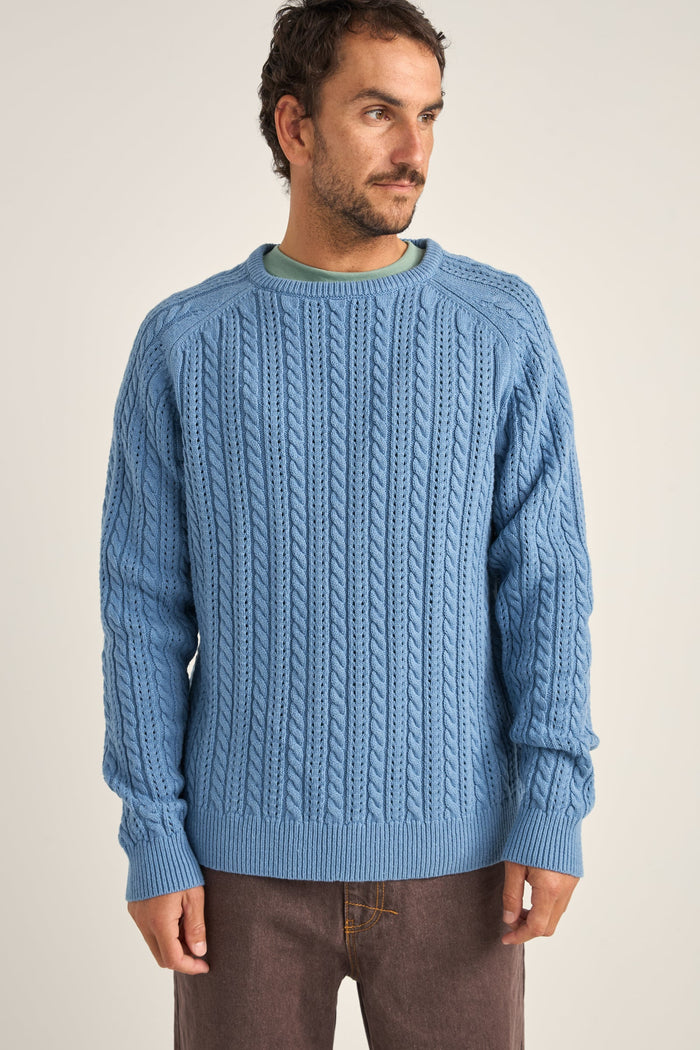 Rhythm Doheny Pointelle Crew Knit - SLATE - Sun Diego Boardshop