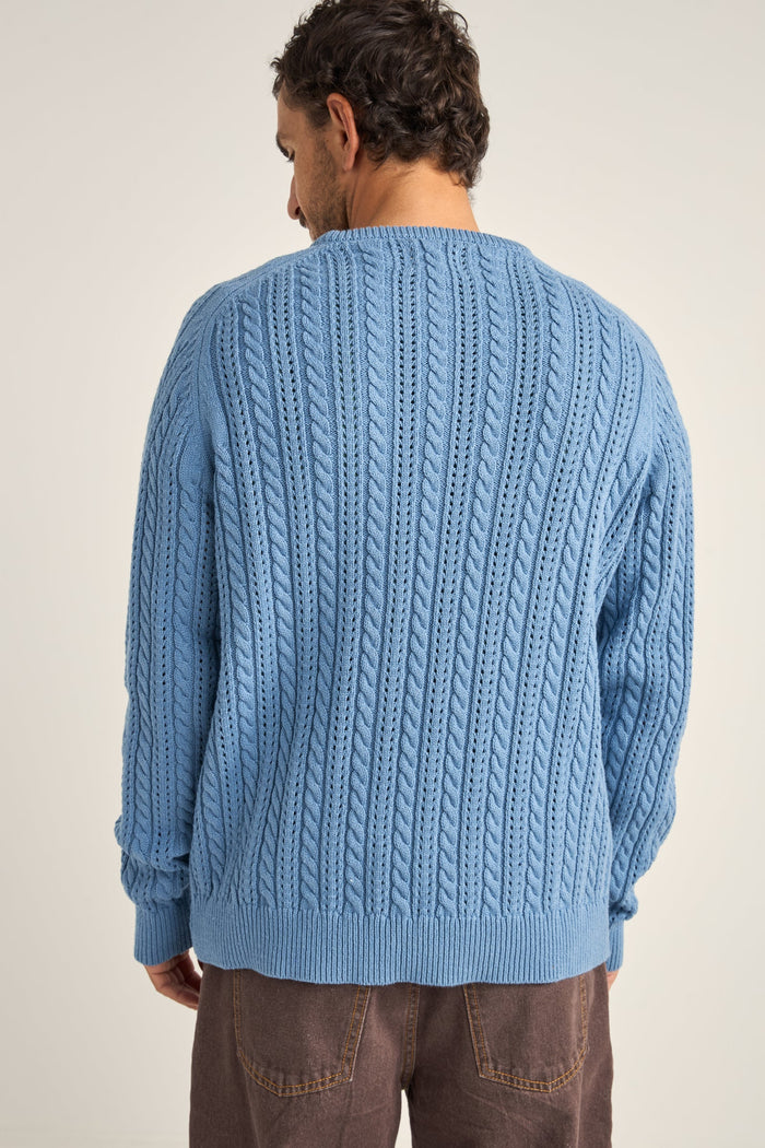 Rhythm Doheny Pointelle Crew Knit - SLATE - Sun Diego Boardshop