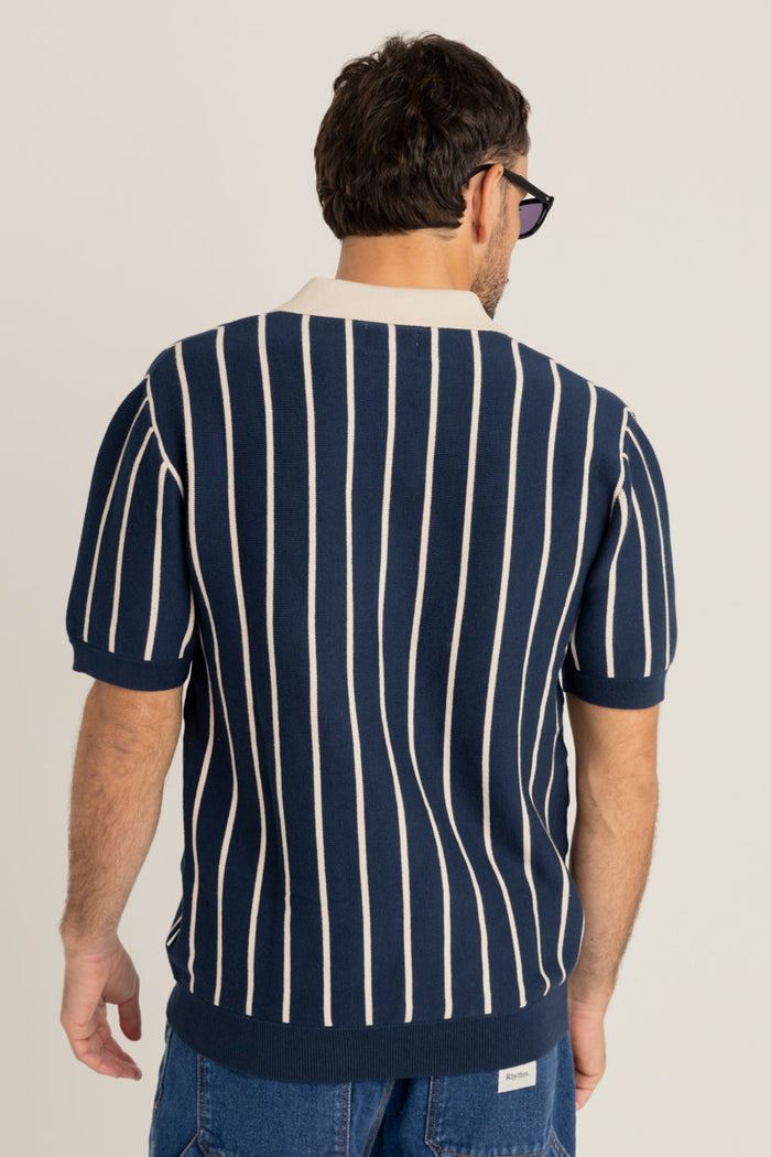 Rhythm Striped Knit Ss Polo - NAVY - Sun Diego Boardshop