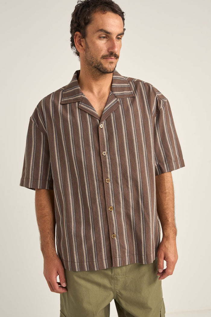 Rhythm Baja Relaxed Stripe Ss Shirt - CAFE LATTE - Sun Diego Boardshop