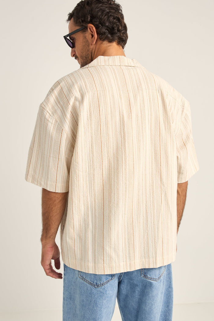 Rhythm Benny Relaxed Stripe Ss Shirt - CREAM - Sun Diego Boardshop