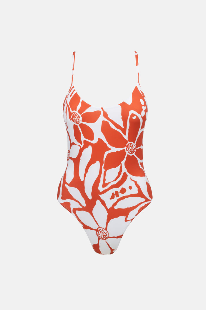 Rhythm Poppy Floral Cross Back One Piece - RED - Sun Diego Boardshop