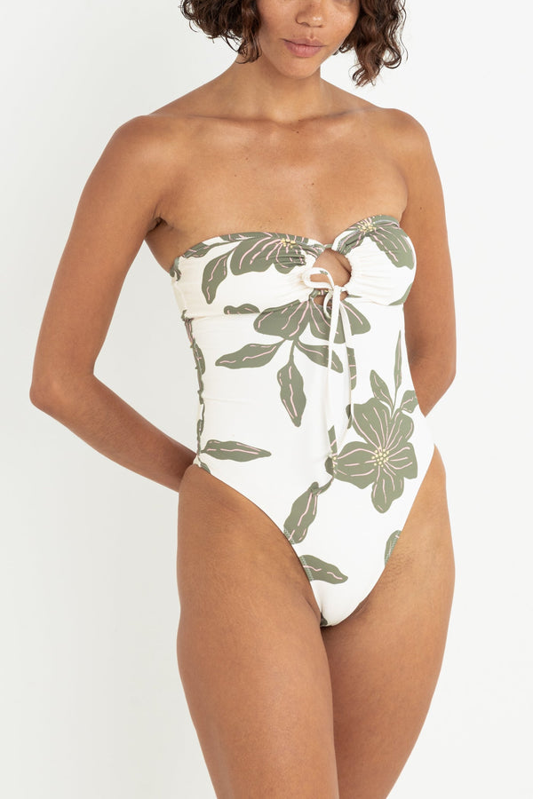 Rhythm Kia Floral Tie Front One Piece - Green - Sun Diego Boardshop