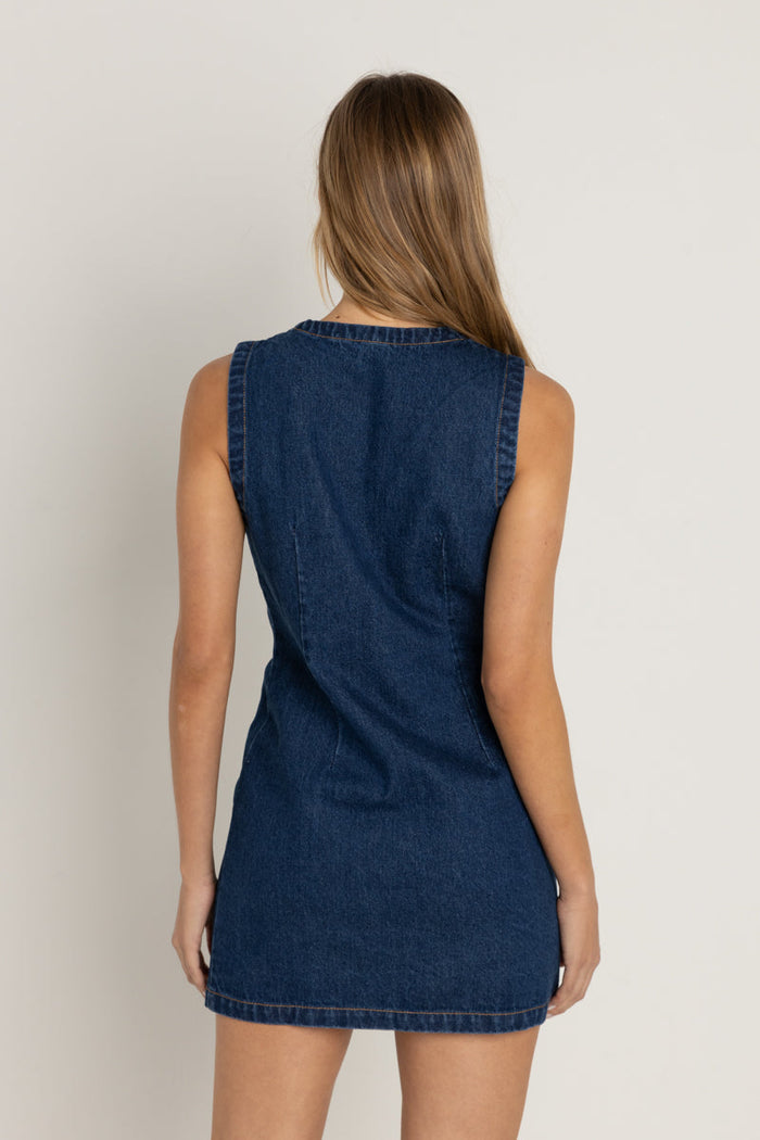 Rhythm Gia Denim Dress - BLUE WASH - Sun Diego Boardshop