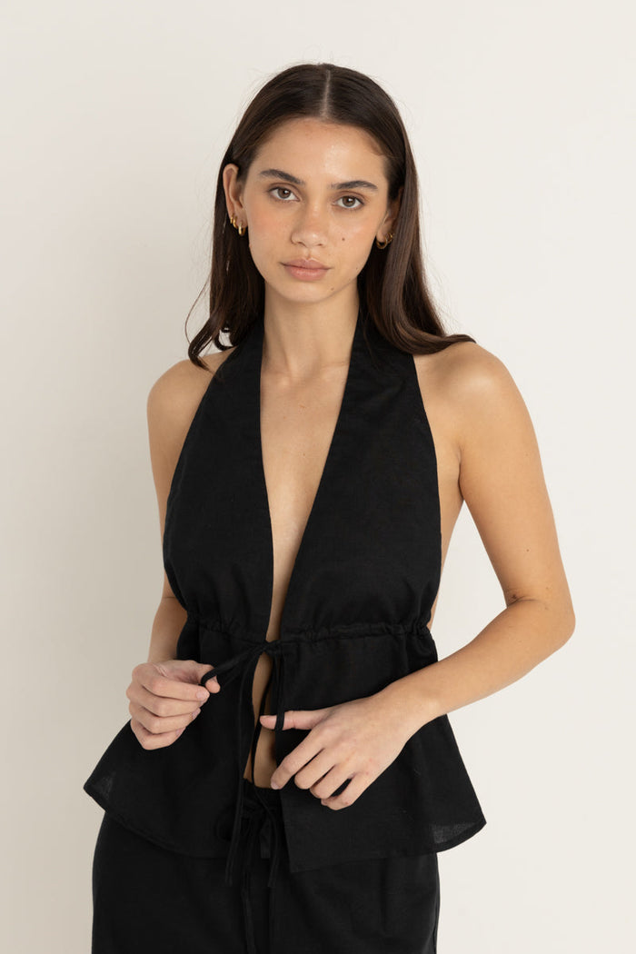 Rhythm Cove Halter Top - BLACK - Sun Diego Boardshop