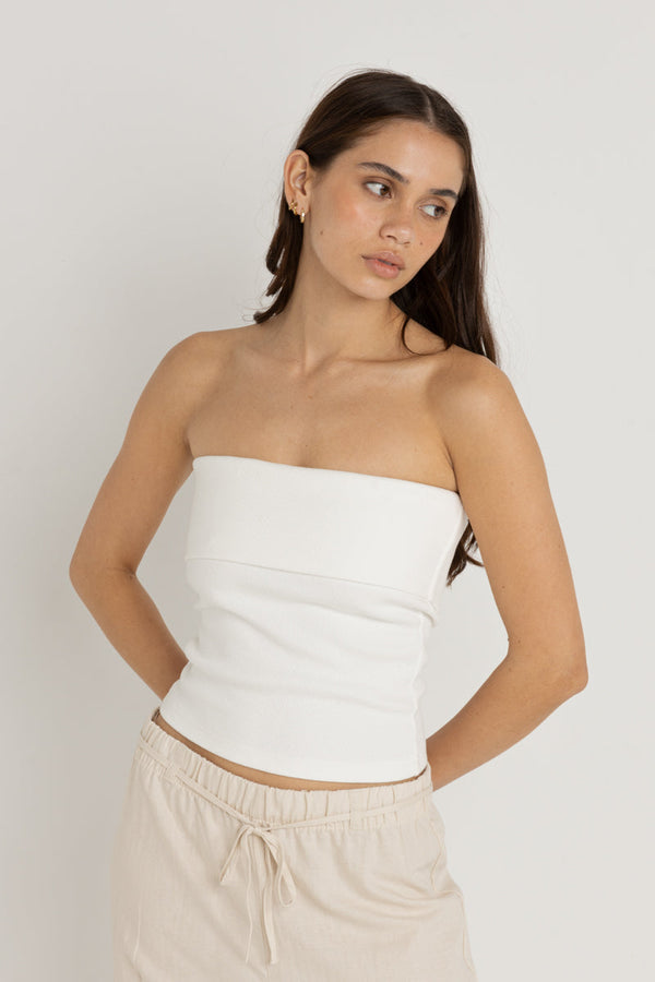 Rhythm Rib Bandeau Top - White - Sun Diego Boardshop
