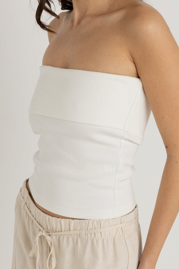 Rhythm Rib Bandeau Top - White - Sun Diego Boardshop
