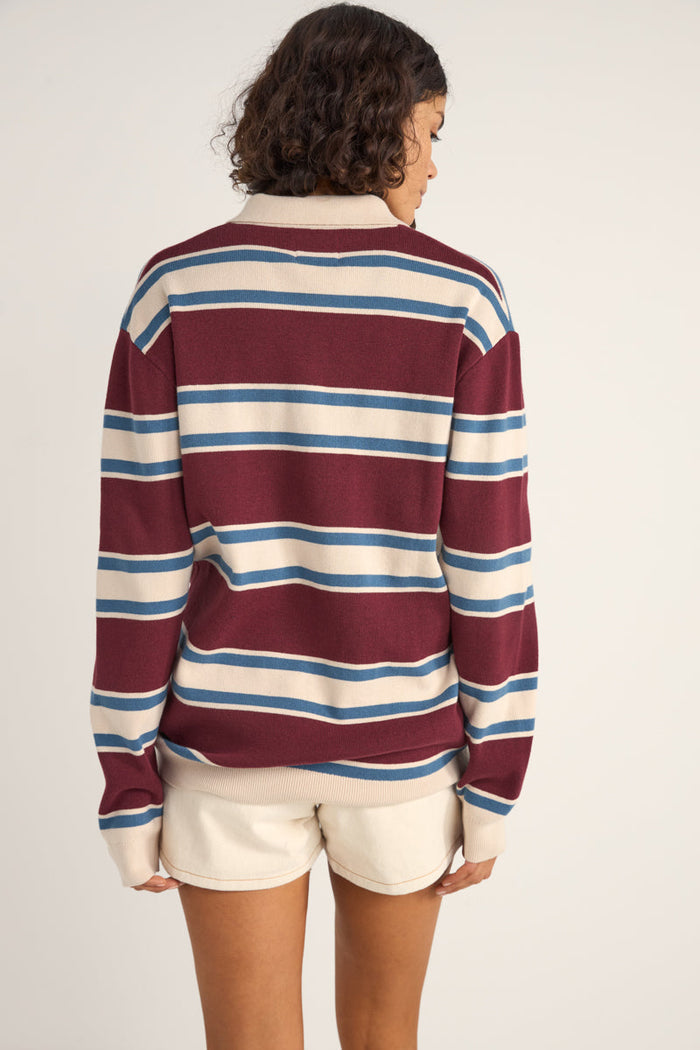 Rhythm Siglo Knit Ls Polo - BURGUNDY - Sun Diego Boardshop