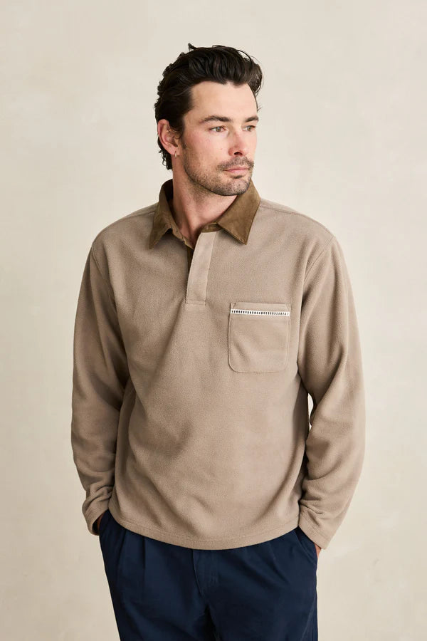 Rhythm Ladder Polar Long Sleeve Polo Shirt - Stone - Sun Diego Boardshop