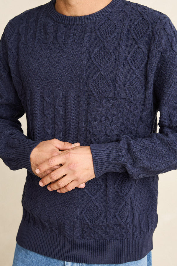 Rhythm Patchwork Sweater - Vintage Navy - Sun Diego Boardshop