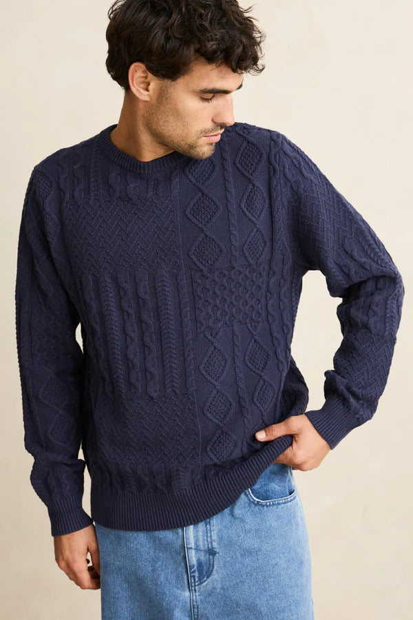 Rhythm Patchwork Sweater - Vintage Navy - Sun Diego Boardshop