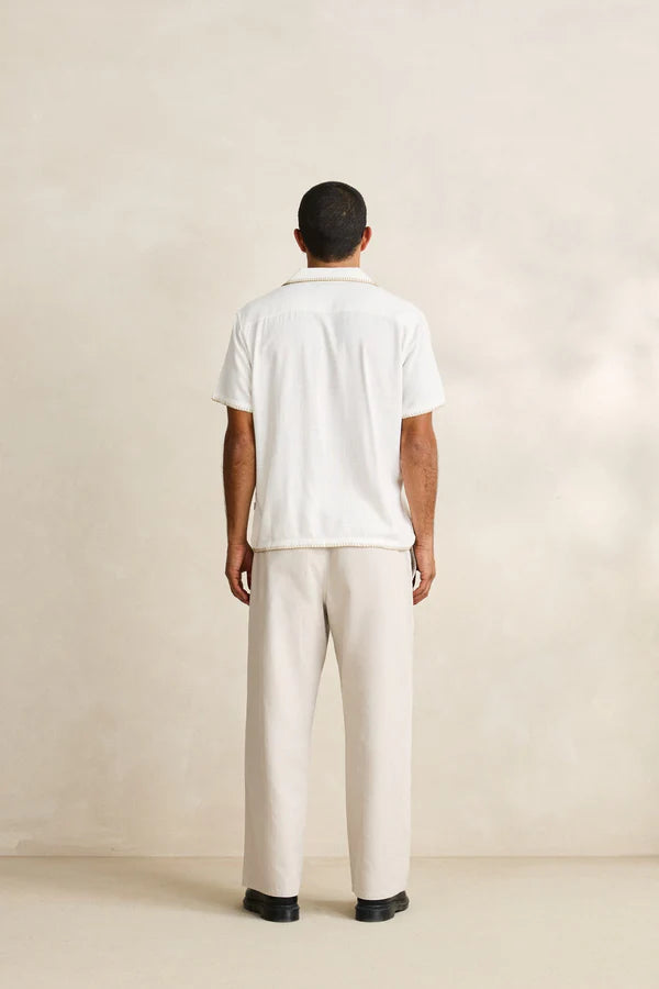 Rhythm Linen Whip Stitch Short Sleeve Shirt - Vintage White - Sun Diego Boardshop