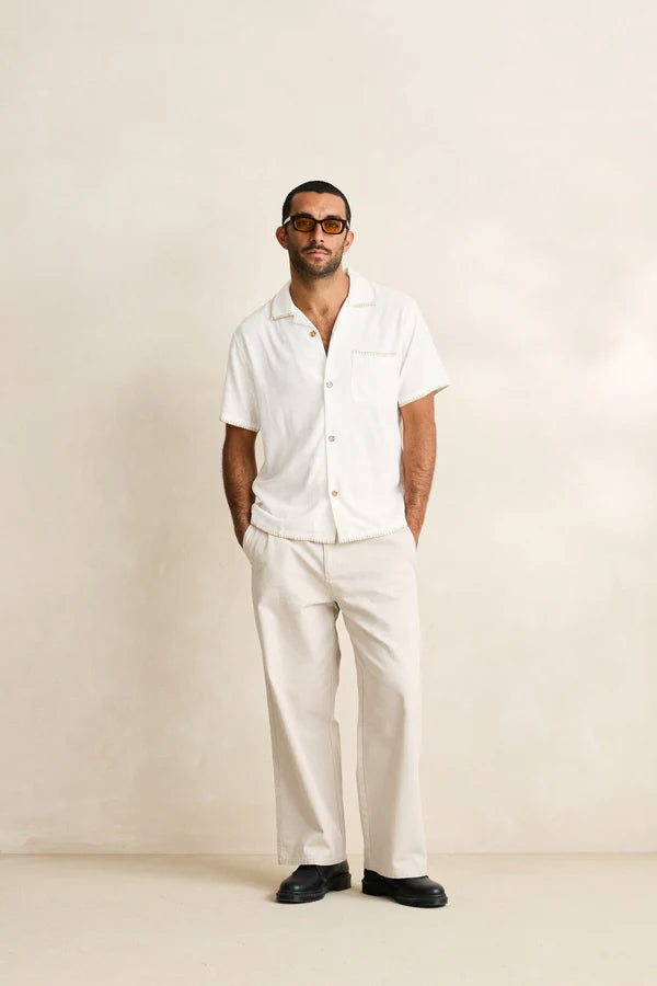 Rhythm Linen Whip Stitch Short Sleeve Shirt - Vintage White - Sun Diego Boardshop