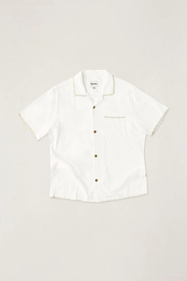 Rhythm Linen Whip Stitch Short Sleeve Shirt - Vintage White - Sun Diego Boardshop