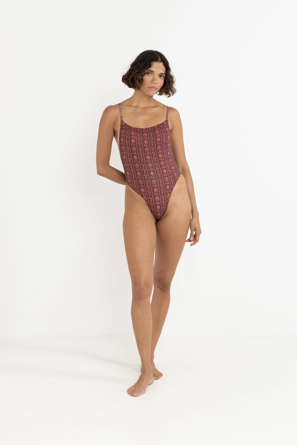 Rhythm Vintage Floral One Piece - Burgundy - Sun Diego Boardshop