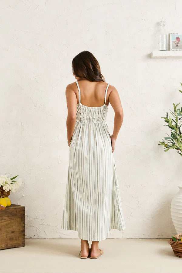 Rhythm Mallorca Stripe Midi Dress - Palm - Sun Diego Boardshop