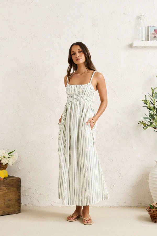 Rhythm Mallorca Stripe Midi Dress - Palm - Sun Diego Boardshop