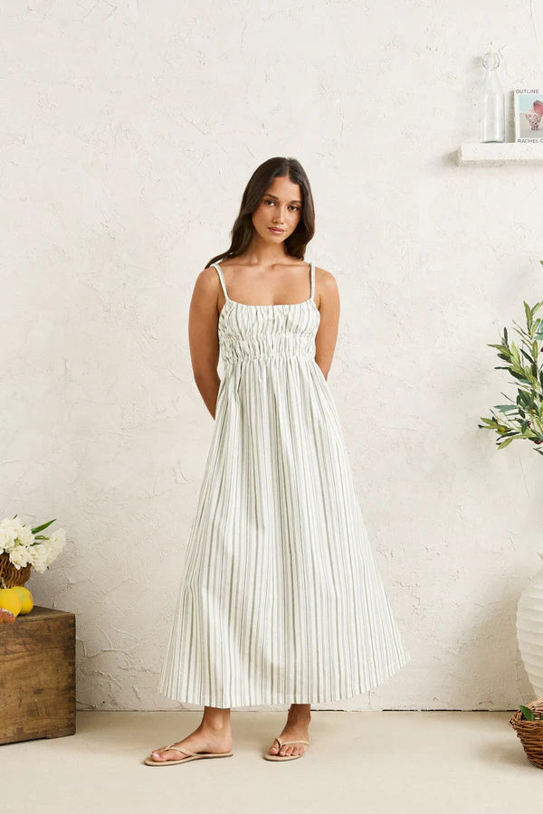 Rhythm Mallorca Stripe Midi Dress - Palm - Sun Diego Boardshop