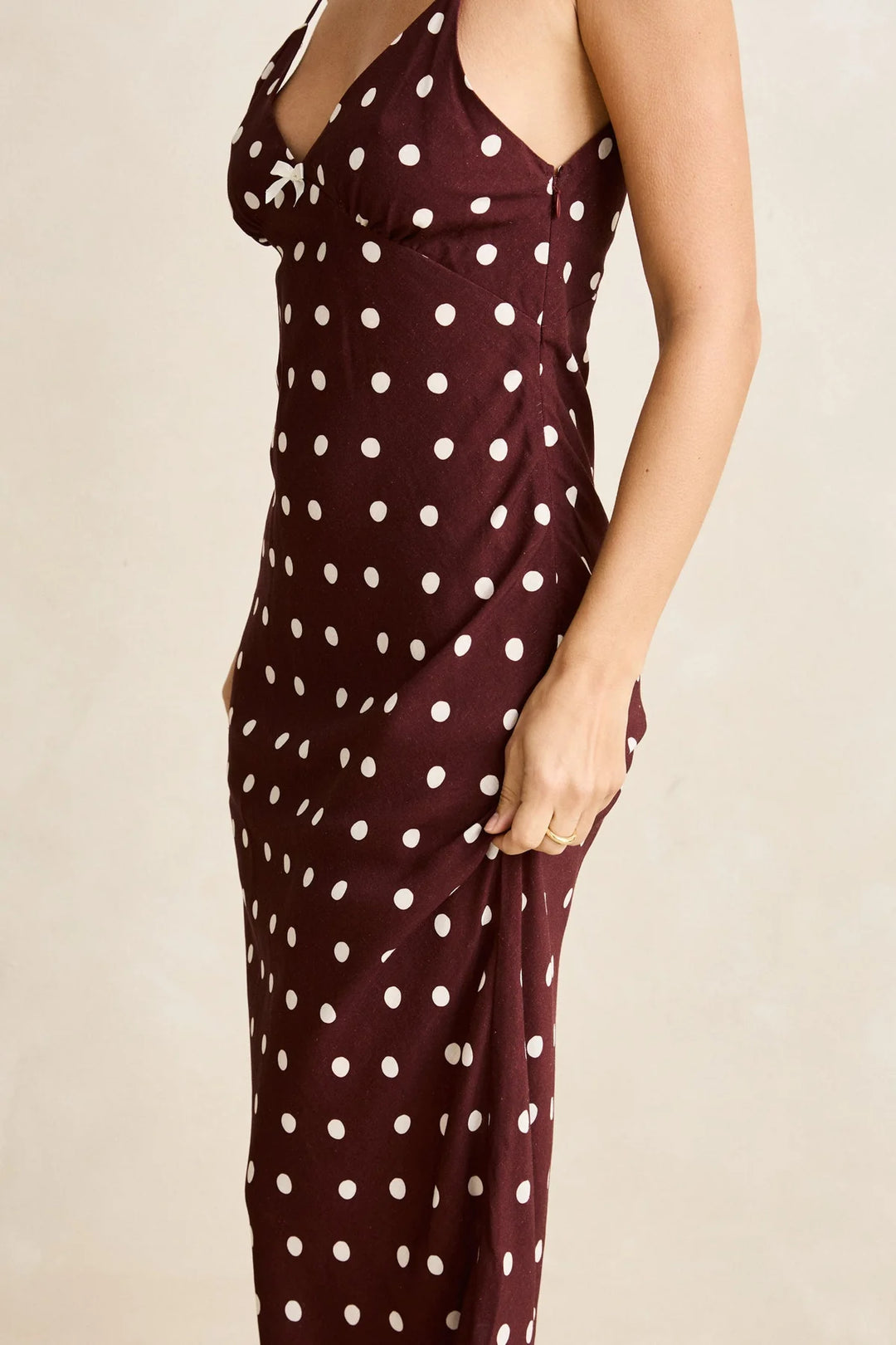 Rhythm Polka Dot Bias Midi Dress - Cafe - Sun Diego Boardshop