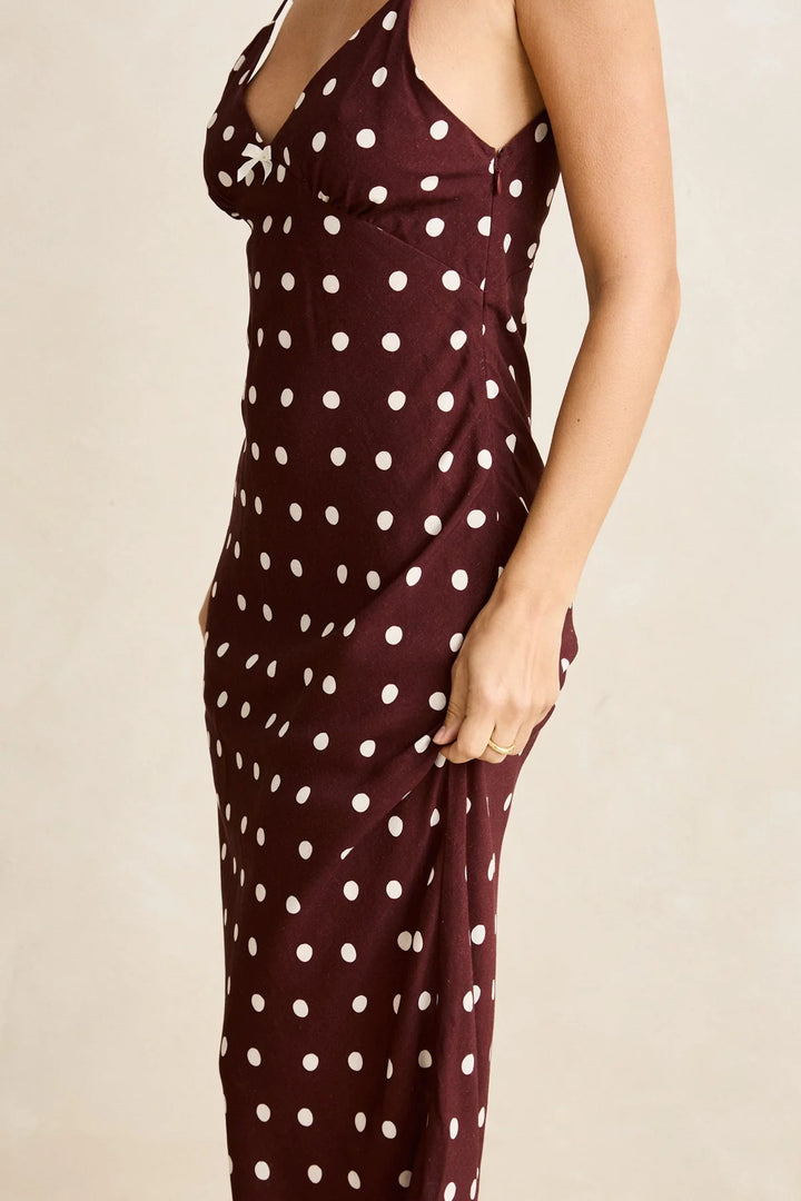 Rhythm Polka Dot Bias Midi Dress - Cafe - Sun Diego Boardshop