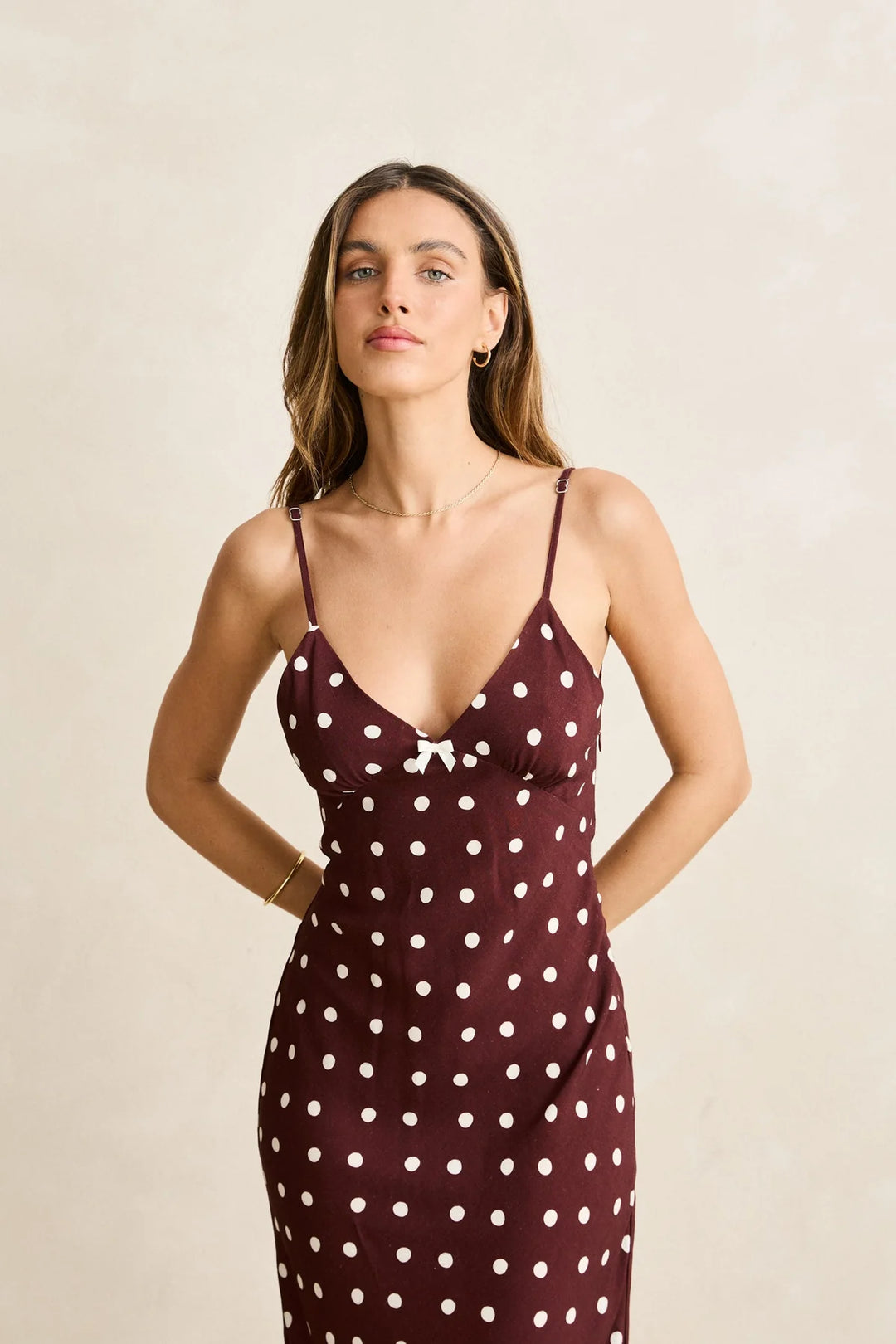 Rhythm Polka Dot Bias Midi Dress - Cafe - Sun Diego Boardshop