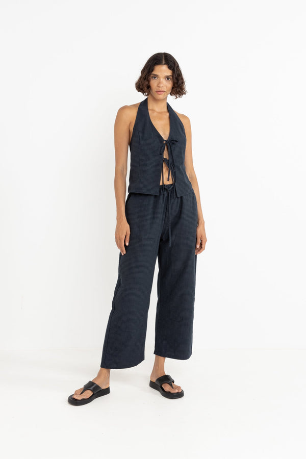 Rhythm Louise Check Halter Top - Navy - Sun Diego Boardshop
