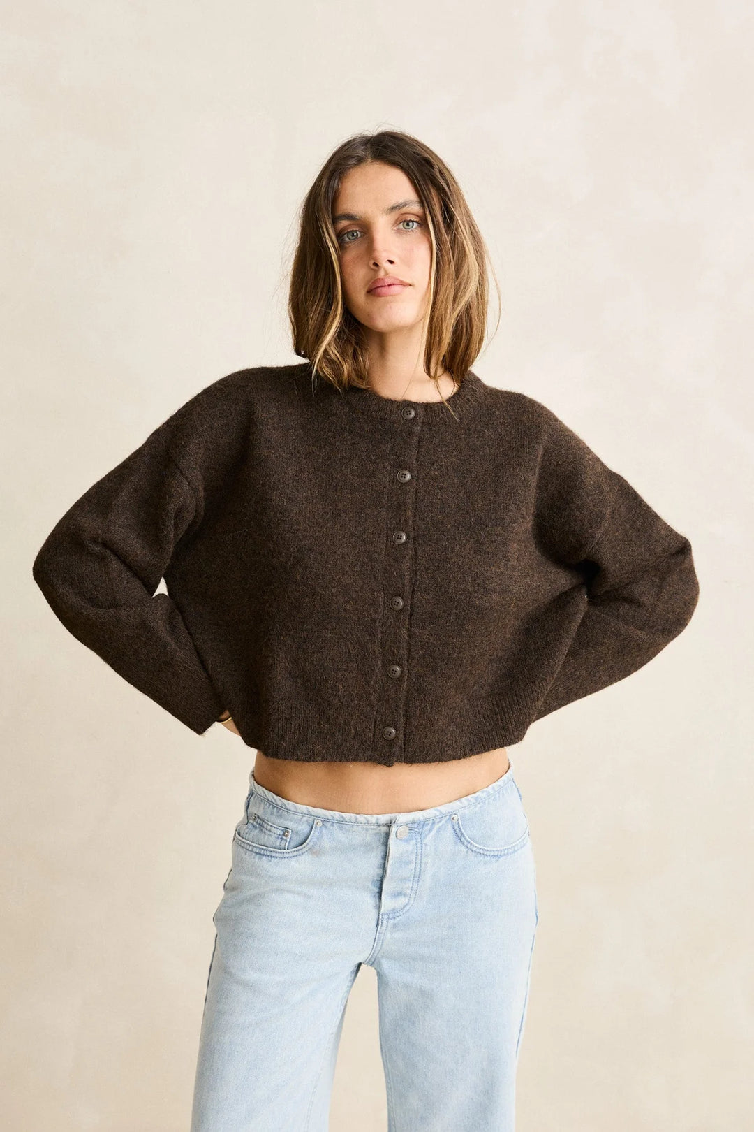 Rhythm Estelle Fluffy Knit Cardigan - Chocolate - Sun Diego Boardshop
